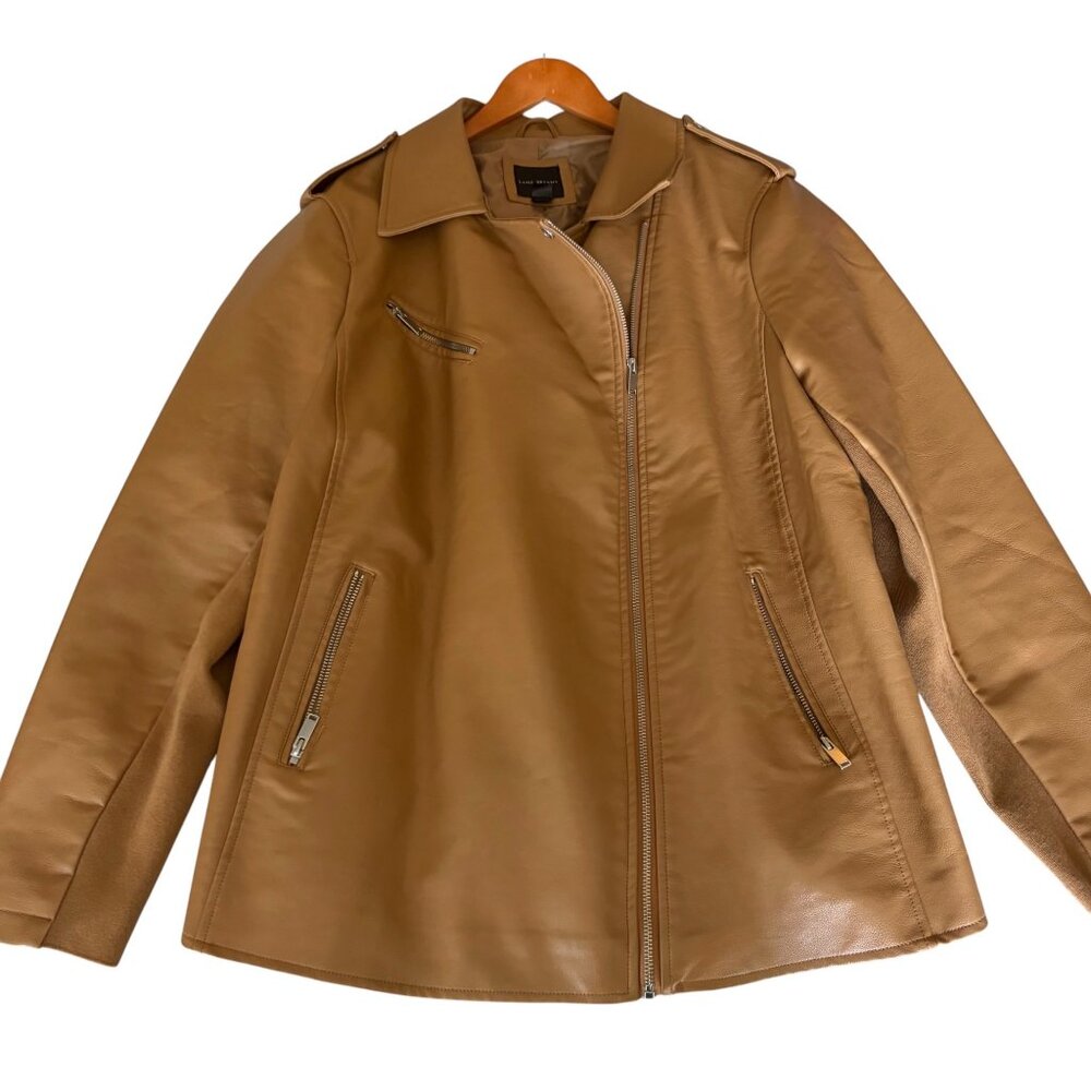 Lane Bryant Faux Leather Moto Jacket 22/24 Camel - Picture 12 of 12